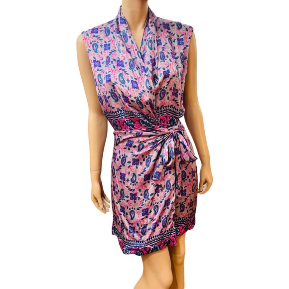 NWT Zara Paisley Printed Wrap Mini Dress Lapel Collar Sz L 100% Viscose - Picture 14 of 16
